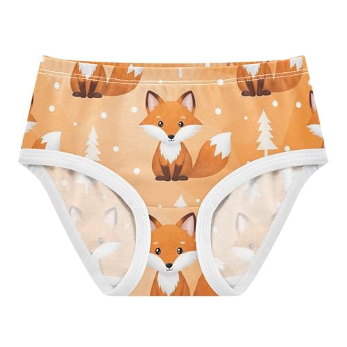 Toddler Underwear Floral 2t Cotton Little Girl Panties Bright Briefs Girls Undies Cute Cartoon Fox Orange