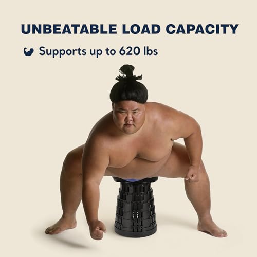 Image of Collapsible Stool Max 620lbs Weight, Pack of 1, Lightweight & Portable Telescopic Stool for Adults, Adjustable Height Retractable Folding Seat or Footrest for Camping Hiking Travel