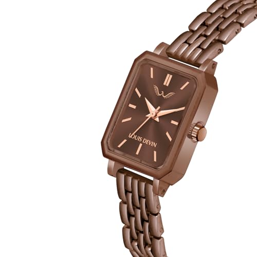 Image of LOUIS DEVIN Silver /Brown /Rose Gold Bracelet Metal Chain Analog Wrist Watch for Women (Blue /Green /Pink /Black /Silver /Brown /Rose Gold Dial) | LD-LS193-CH