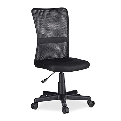 Relaxdays Silla Oficina Ergonómica Regulable, Negro, 102 x 55 x 55 cm
