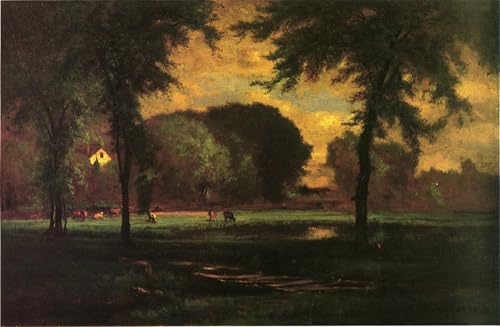 Affiche toile le pâturage par George Inness 60x90cm pour décoration murale