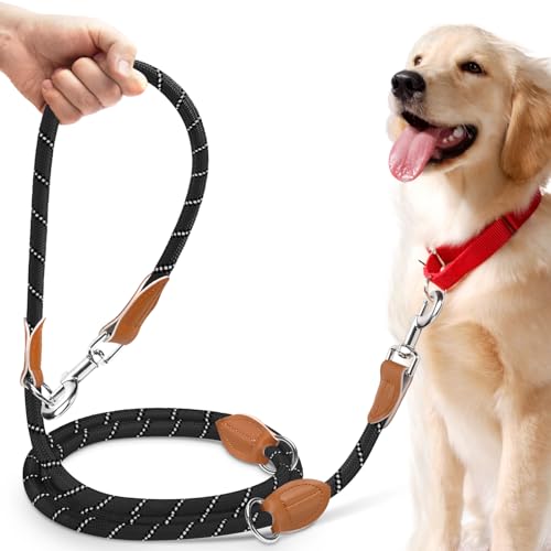 PETCOOZ Laisse Réglable 3 m, Laisse Multifonctionnelle 3 Points pour 2 Chien, Longe avec Fils Réfléchissants pour Chien de Petite à Grande Taille pour Promenade, Dressage, Entraînement