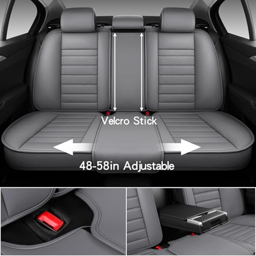 Image of MINGBRON Leather Car Seat Covers,Car Seat Covers Full Set,Automotive Seat Covers 5 Seats,Fit for Most Cars SUV and Most Sedans Grey
