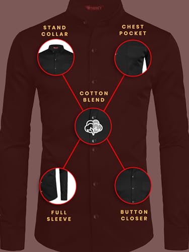 Image of Men's Slim Fit Beige Color Cotton Blend Casual Shirt