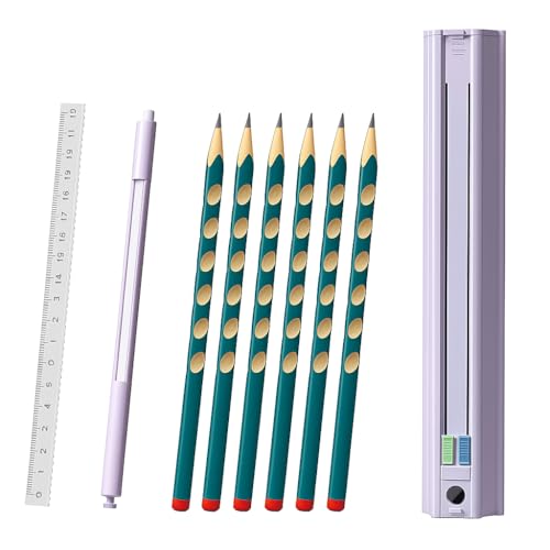 Image of Pencil Case /Stationery Box,1 Set Portable Pen Box with 6 Pencils 1 Eraser 1 Ruler 1 Sharpener Hexagon Multi-Functional Children Pencil Holder Case Container[Multicolor] (9 in1 Pencil case)