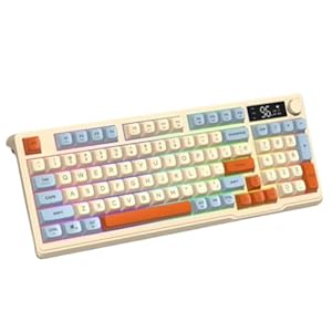 YAJBHnzpt Clavier de Jeu sans Fil avec écran d'affichage et Bouton, Clavier à Membrane Silencieux 2.4GHz, 3000mAh, Rechargeable, Compatible avec 5420(Blueberry)
