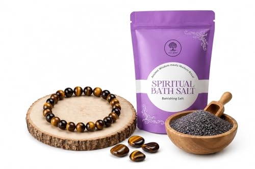 Image of Banishing Bath Salt 200g & Triple Protection Bracelet Energy Cleansing, Evil Eye Protection & Spiritual Shield Aura Cleansing Combo for Men & Women