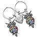 Mothers Day Keychains Owl Keyring: Heart Crystal Keychain Owl Keychain Bag Decors Stainless Steel Key Ring