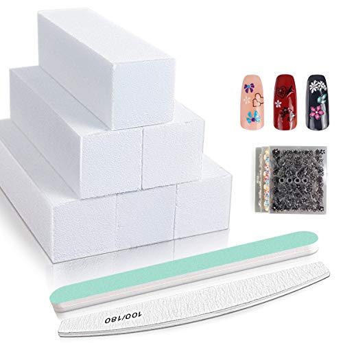 Bloque Pulido para Uñas Lima con pegatinas de uñas 30pcs, Lima de uñas para Arte Uñas Profesional Manicura Pedicura Accesorios