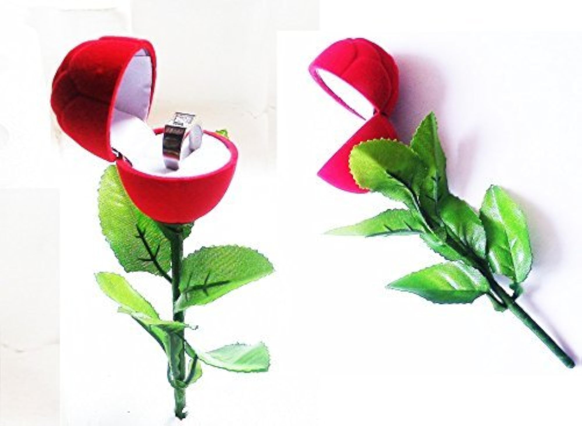Velvet Red Rose Ring Box, Gift for Women