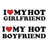 2Pcs I Love My Hot Girlfriend Boyfriend GF BF Heart Stickers, 2 Inches