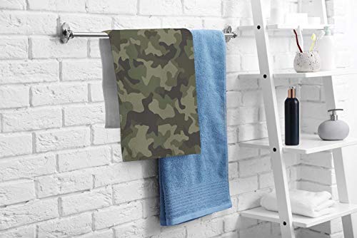 Ofloral Camo Military Camouflage Hand Towels Cotton Washcloths,Army Hunting Mask Green Curve Wave Super-Absorbent Soft Towel For Bathroom Beach Kitchen Gym Yoga Face Towel 15X30 Inch #TOP1