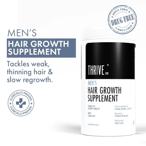 Image of ThriveCo All-in-One Hair Growth Vitamin with Biotin, Omega 3, Vitamin-E, Ashwagandha and Natural Extracts, 60 Capsules | Supports Hair Strength & Skin Health