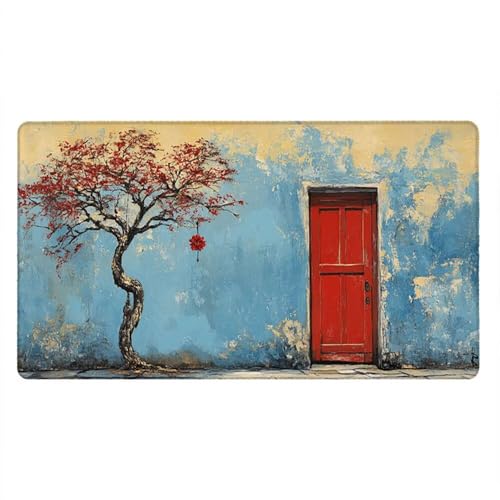 Alfombrilla Ratón XXL Alfombrilla Escritorio 500x250mm Mouse Pad Mejora la Precisión y la Velocidad con Base de Goma Antideslizante y Bordes Cosidos Duradera Cómoda, Oficina Juegos (Arce Rojo) xR8-173