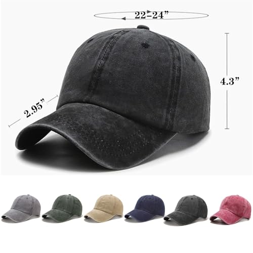 6 Pieces Vintage Washed Plain Baseball Cap Distressed Dad Golf Hat for Men Women (Multicolors)