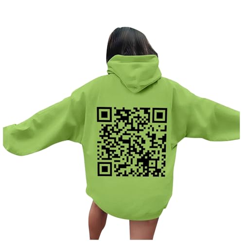 Funny Fu Qr Code Hoodies for Men Women Oversized Trendy Fuck You Qr Code Graphic Hoodies Rick Roll Scan Code Joke Sweatshirts