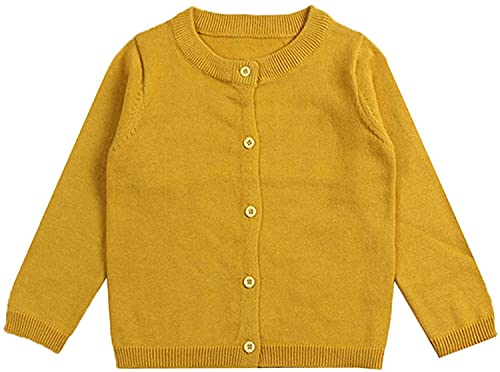 EISHOW 1-6T Toddler Baby Cotton Knit Sweater Little Girls' Long Sleeve Crewneck Cardigan Solid Color Button Sweaters Outwear