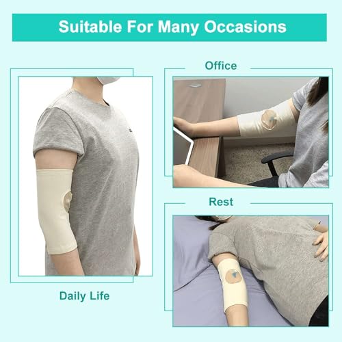 Image of Picc Line Covers for Upper Arm Picc Nursing Sleeve Caps with Medical Mesh Cast Protector Breathable and Comfort, Suitable for Women Men Adult Teens Supplies (S)