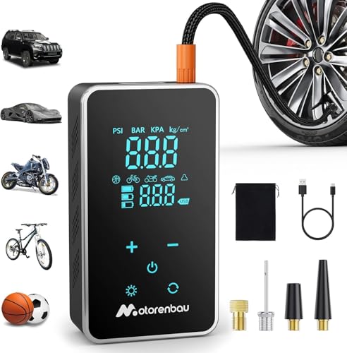 Compresor de Aire Portátil, Inflador de Neumáticos para Coche Inalámbrico 4000 mAh, 150 PSI con Pantalla LCD Digital, 4 Modos, Inflador Eléctrico Recargable para Coches, Bicicletas, Motos y Pelotas