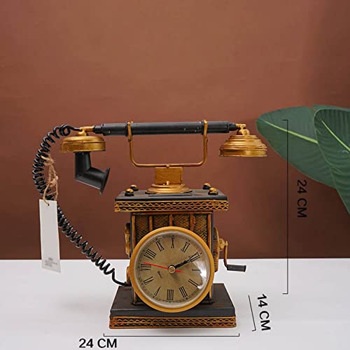 Téléphone vintage horloge décorative en fer noir, cadeau rétro idéal - 6