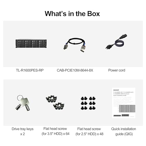 Image of QNAP TL-R1600PES-RP-US 16 Bay 3U Short Depth Rackmount JBOD | PCIe Interface, SATA, Petabyte-Scale Expansion, Diskless