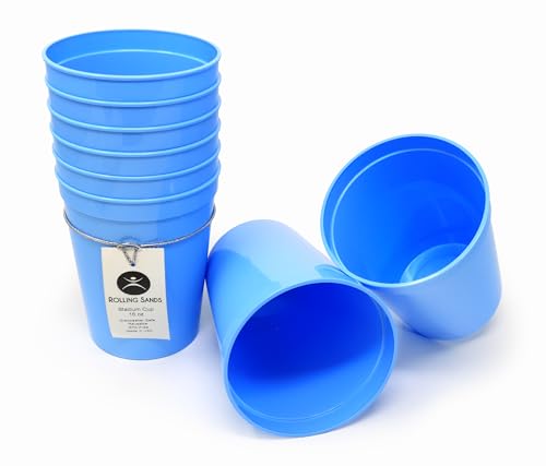 USA Made Reusable Plastic Stadium Cups 16 oz, 8 Pack, Carolina Light Blue
