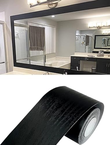 10M Black Wood Grain Removable PVC Waterproof Border Wall Decor Removable Self Adhesive Kitchen Bathroom Tiles Sticker Wallpaper 2