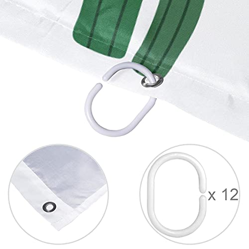 Rideau de douche motif alpaga et cactus textile lavable avec anneaux - 5