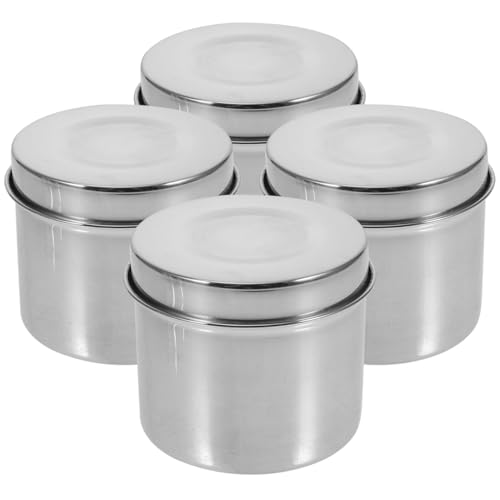 ANDRESLAD Lot De 4 Boîtes Alimentaires En Acier Inoxydable 3.15X3.15X2.76In Avec Couvercles Hermétiques Pour Stockage Sûr D'Échantillons Alimentaires En...