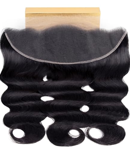 Mlip 13x4 HD Lace Frontal Body Wave, 0.10mm Ultra Thin Invisible Swiss Lace, Skinlike Real HD Lace Melt into Skin Perfectly, Pre-plucked Natural Hairline, Raw Indian Human Hair 16 Inches Natural Color