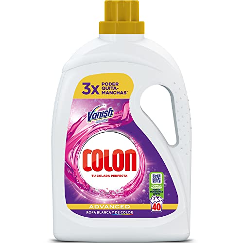 Colon Vanish Advanced - Detergente para Lavadora con Quitamanchas, adecuado para Ropa Blanca y de Color, Formato Gel, hasta 40 Dosis