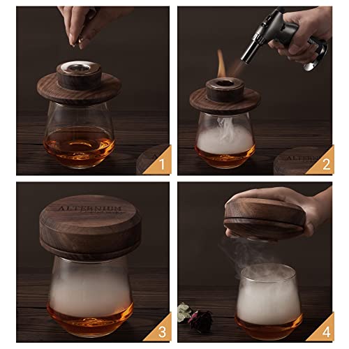 Alternium Cocktail Smoker Kit W/Torch - Bourbon Old Fashioned Infusion Portable Smoked Whiskey Barrel Infuser Accessories For Bartending Drinks Gift For Him Men Husband Dad Father (Butane Excluded) #TOP2