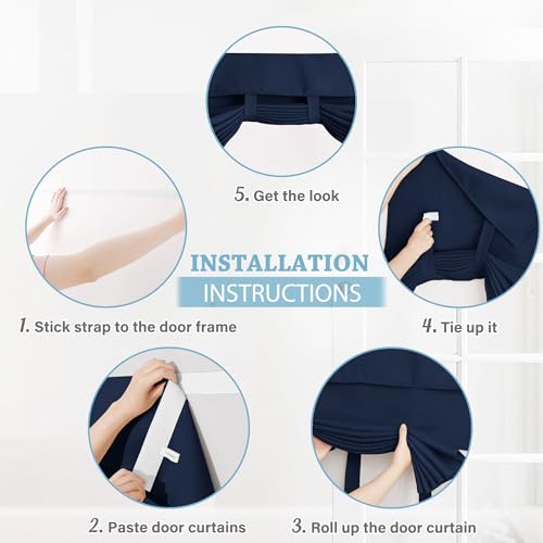 RYB HOME Classroom Door Window Cover, Blackout Shades for Classroom Windows and Doors Cover Lockdown Shades, Room Darkening Design Blocks Views, W 12 x L 30, 1 Panel, Navy