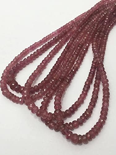 Miniatura 2 de Cuentas Rondelle facetadas de turmalina rosa natural, 0.138 in a 0.197 in, 15 pulgadas, cuentas rosas, cuentas de piedras preciosas, cuentas de