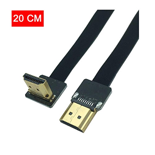 Kework Fpv Hdmi Cable, 20Cm Fpv Hdmi Slim Flat Cable, 90 Degree Downward Standard Hdmi Male Interface To Standard Hdmi Male Interface For Red Bmcc Fs7 C300 (Single Downward) #TOP1