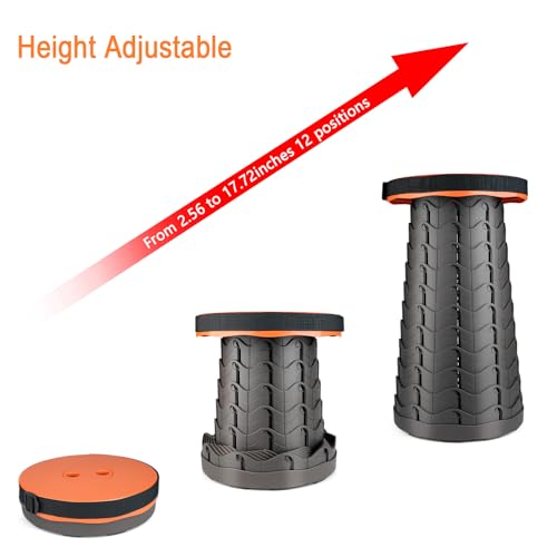 Image of Boreeman Upgraded Folding Stool Lightweight Yet More Sturdy with Load Capacity 400lbs Portable Collapsible Stool for Camping Fishing Hiking BBQ (Orange)
