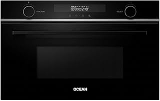 Ocean Built-In Microwave with Grill & Convection, 34L, Air Fryer Function, Full Black Glass - 60 cm, 900W Microwave & 1100W Grill, Digital Control, Country of Origin Turkey - MWOI349TCGAB