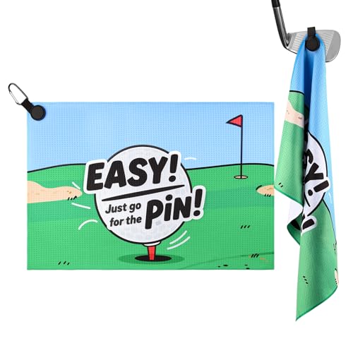 MINGLITAI Magnetic Golf Towel, 23.6'x15.7' Large Size Golf Cleaning Towel, Premium Ultra-Absorbent Microfiber Golf Towel for Golf Bags, Carts and Clubs, Waffle Weave Pattern (Hitting The Ball Easily)