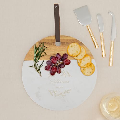 Tabla de cortar redonda de mármol y madera WEDDINGSTAR miniatura 3
