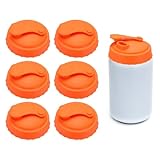 sourcing map 6 tapas de silicona para latas de refrescos, cubierta de lata de refresco de silicona con aberturas de popote en forma de corazón, a prueba de fugas, tapas reutilizables para botellas de