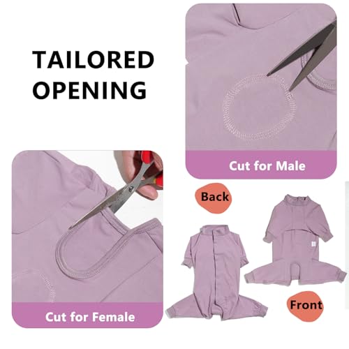 LIANZIMAU Dog Surgery Recovery Suit Full Body Alternative to Cone with Leg Sleeves Comfortable Spay Neuter Suit for Female Male Dogs Postoperative Protective Pet Clothes Pink L - Thumbnail 5