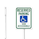 Geroclonup (15x12) Reserved Handicapped Parking Van Accessible Yard Sign with Stakes Rustproof Aluminum Parking Lawn Signs Stand for Home Parking Lot Garage Decorations Outdoor