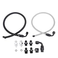25Inch 6AN Power Steering Pump Hose Kit Replacement for C10 LS Swap Connects Type 2 Pressure Proof Stainless Steel Woven