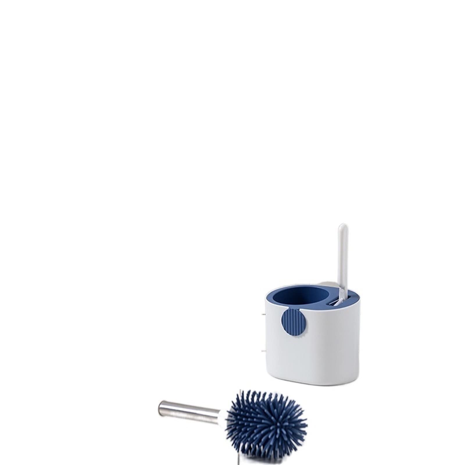 Scopino per WC perforato a parete in silicone, setole morbide con manico lungo, set di spazzole per la pulizia del WC