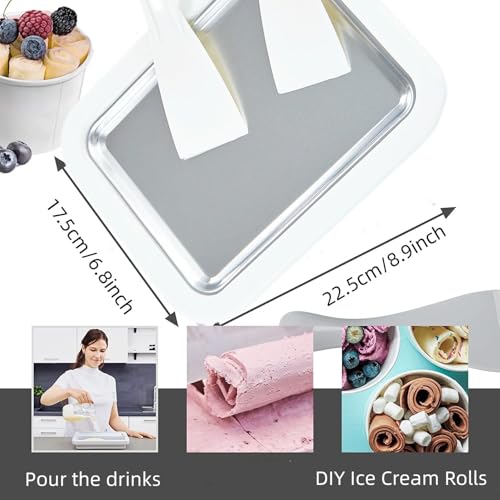 Instant Ice Cream Maker,Rolled Ice Cream Maker, Soft Serve Ice Cream maker,Perfect for Frozen Yogurt, and More! Food grade stainless steel ice cream roll machine for home us (white) - Thumbnail 2