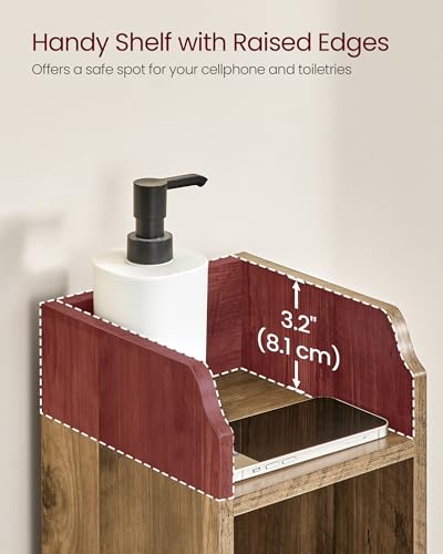 Image of VASAGLE Small Storage Corner Floor Cabinet with Door, Honey Brown