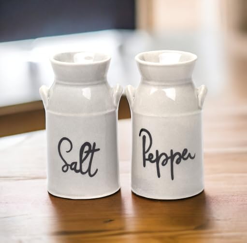 Miniatura 2 de Juego de saleros y pimenteros antiguos de porcelana fina Nostalgia Country Farmhouse de 3-14 pulgadas de alto