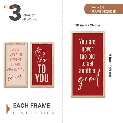 Image of kotart - Quotes Wall Decor Paintings | Quotes Wall Decor Poster With Frames | Wall Hanging Paintings For Office Living Room Bedroom | Motivational Quotes Poster With Frame Set of 3 (10x19 inch, F)
