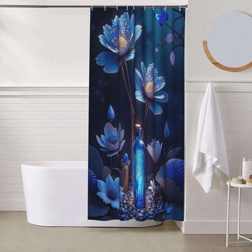 Rideau de douche tissu n°147 motif fleur papillon 152x183 cm - 7