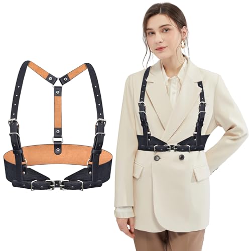 PU Punk Women Waist Belts Gothic Leather Corset Body Harness for Women Plus Size Wide Waist Belt